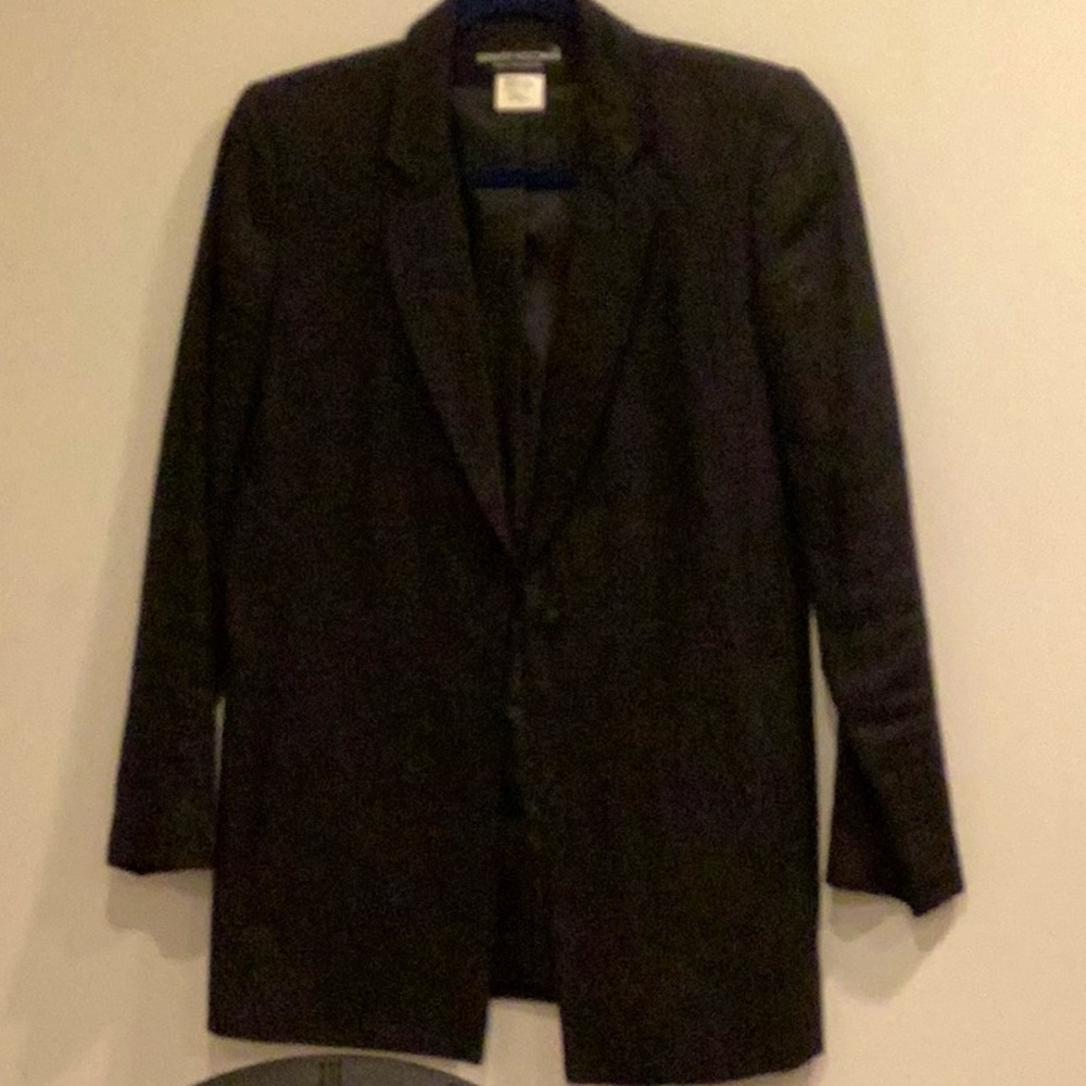 Bernard Holtzman Black Vintage Linen Blazer, Size 4